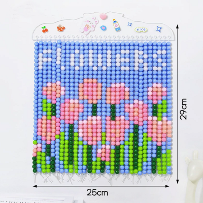 리빙릿 DIY 비즈발 만들기 키트 컬러 구슬 커튼 도안 공예 세트, 1세트, 튤립