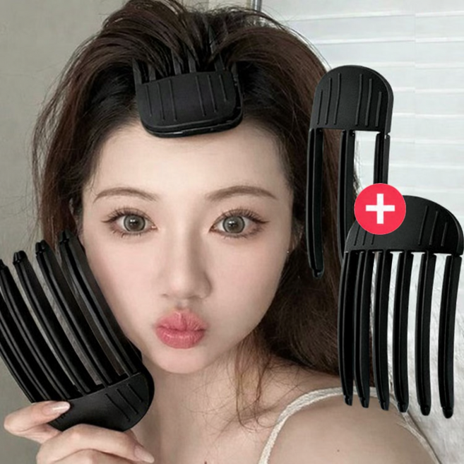 정수리 볼륨핀 헤어핀 1+1(3핀+6핀) / 뿌리 정수리 빗핀 가르마 앞머리 스타일링 고정 집게핀, 3핀+6핀(블랙)