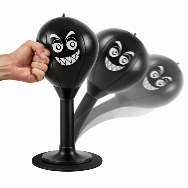 덴넬 책상 샌드백 가정용 미니 스탠드 펀칭볼 펀치백 펀치볼 가정용흡착샌드백, Black