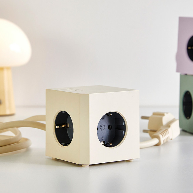 모던하우스 인테리어 컬러 1USB 2C 큐브멀티탭 3구 E38, 1.5m, 베이지, 1개