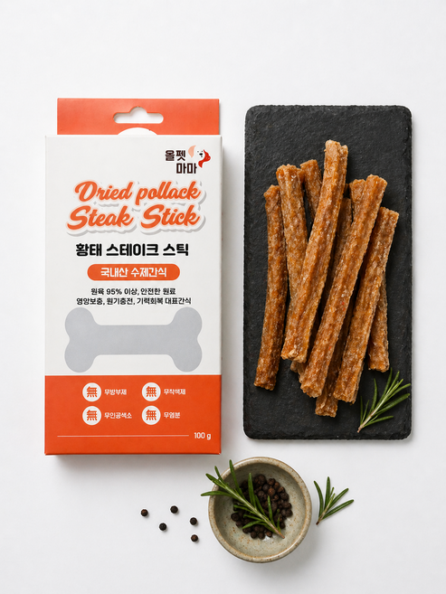 올펫마마 강아지간식 애견간식 황태 스테이크 100g 저지방 다이어트 소화잘되는 간식, 1개