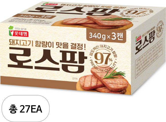 롯데웰푸드 로스팜97, 340g, 27개