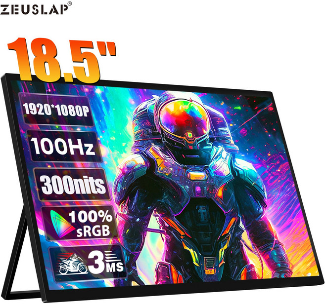 ZEUSLAP 제우스랩 18.5inch 100hz IPS 휴대용 모니터 DEX 모니터 초경량 초슬림 휴대 포터블 모니터 Z18S, 46.99cm