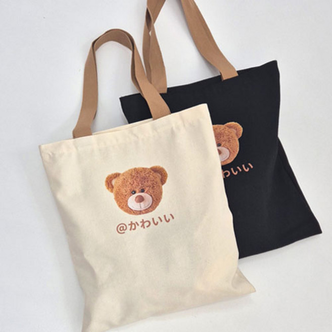 [슈퍼세이브] 곰돌이 캔버스가방 가벼운 에코백 학원가방