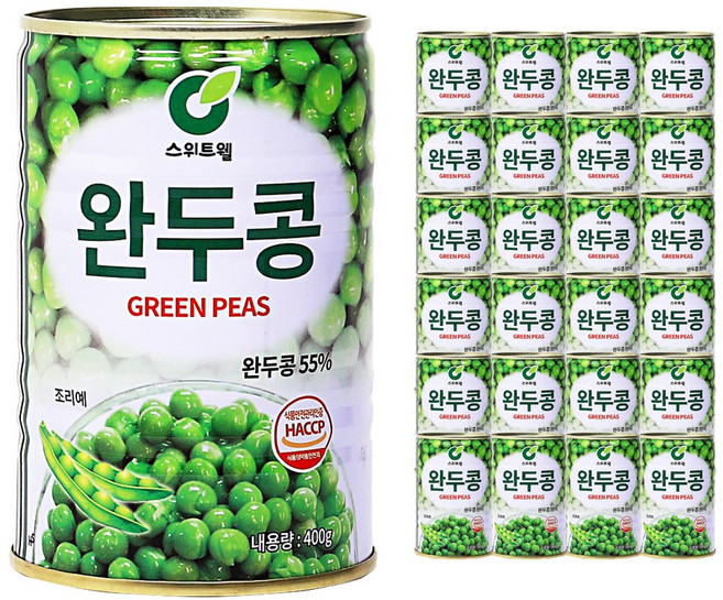 푸드올마켓_ 스위트웰 완두콩 400g 한박스 (400g x 24ea), 24개