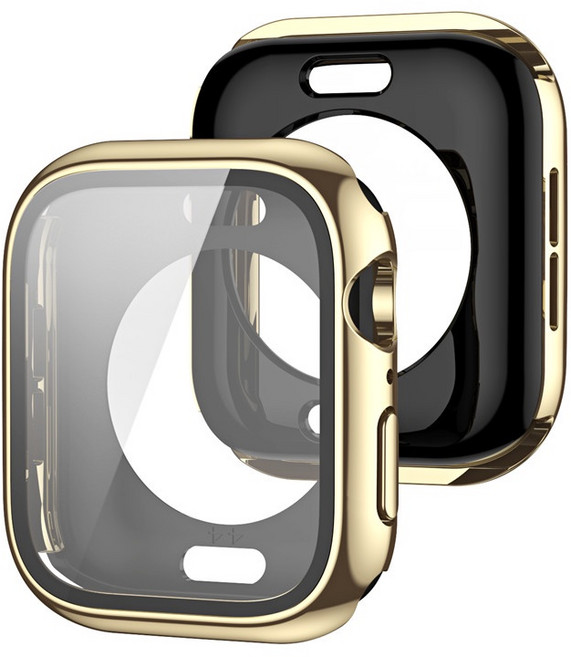 Rabbit Technology 全包電鍍 防撞保護 適用Apple Watch錶殼, 香檳金全包款,42mm（S11/S10）通用, 1個