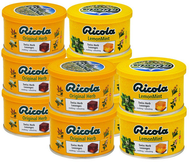 리콜라 허브캔디 100g 2종 10개 (오리지널x5개 + 레몬민트x5개))