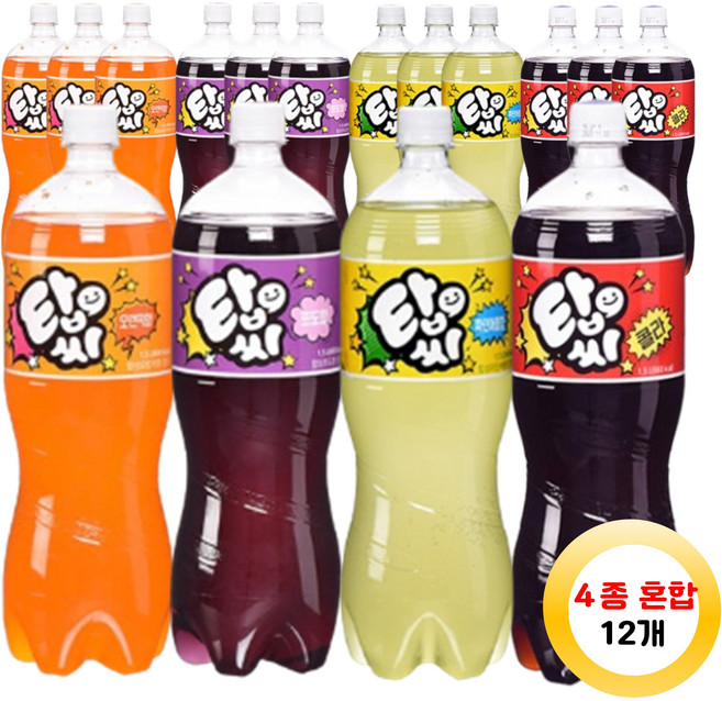 일화 탑씨 1.5L 오렌지3+포도3+파인애플3+콜라3 총12개, 1세트