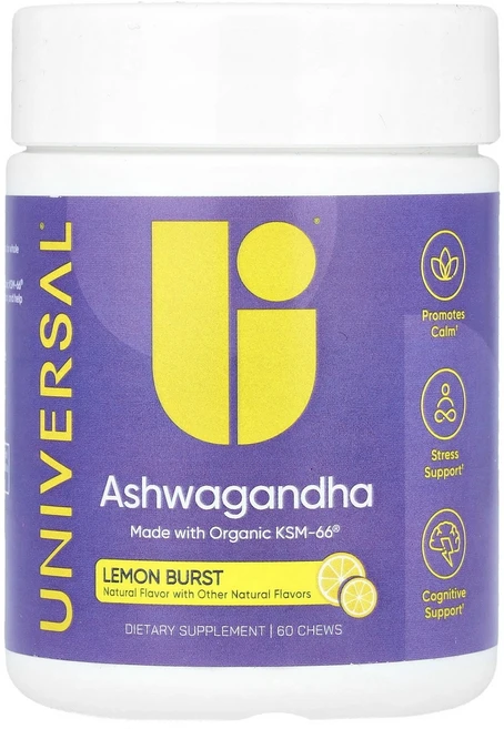 Universal U 아슈와간다 레몬 버스트 츄 60개 U (유니버셜 유), 30 개, 1개, 60정 - 쿠팡