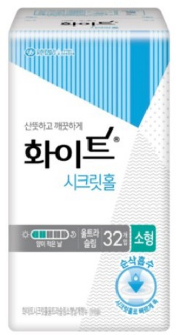 화이트 시크릿홀 울트라 소형 생리대 날개형, 32개입, 4팩