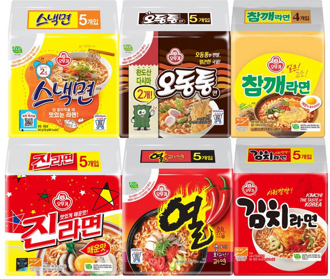 올따옴멀티라면 진매5+열라면5+스낵5+오동통4+참깨4+김치4, 1세트