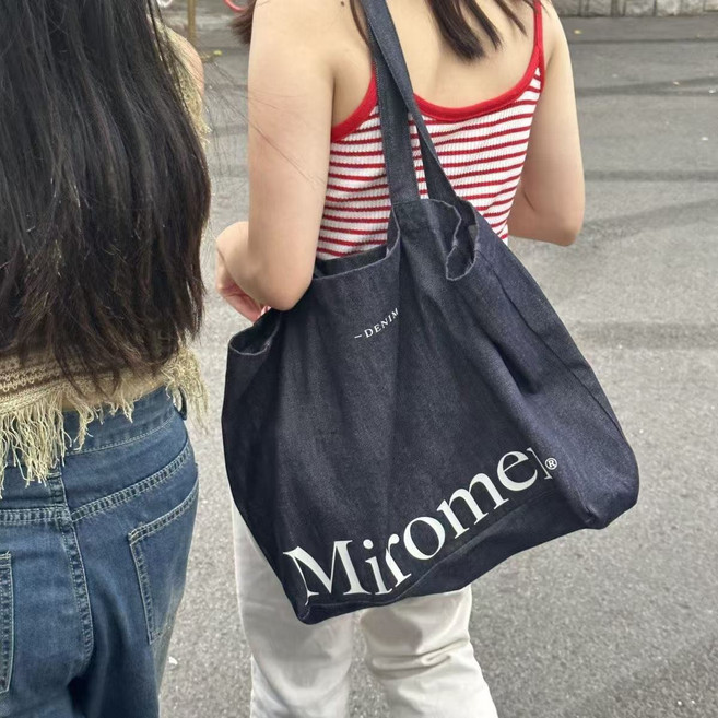 YUMDE 여성 천가방 에코백 데님 가방 대형 숄더백