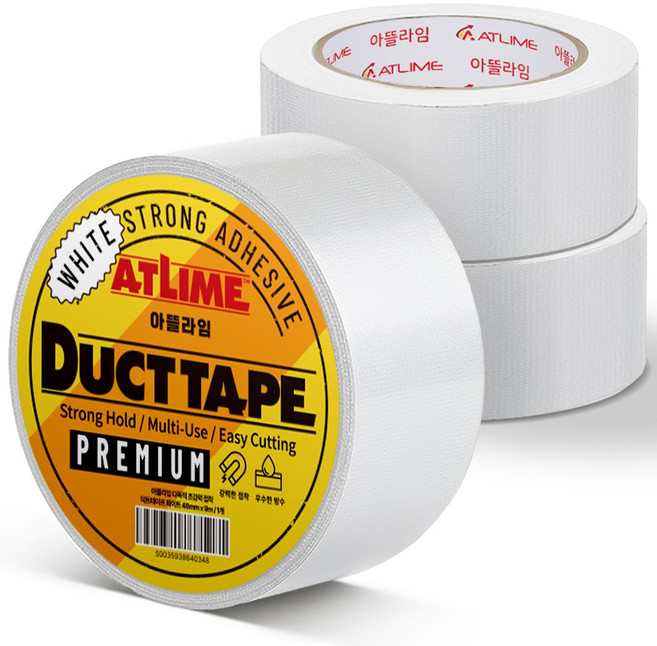 아뜰라임 다목적 초강력 접착 덕트테이프 화이트 48mm x 9m, 3개