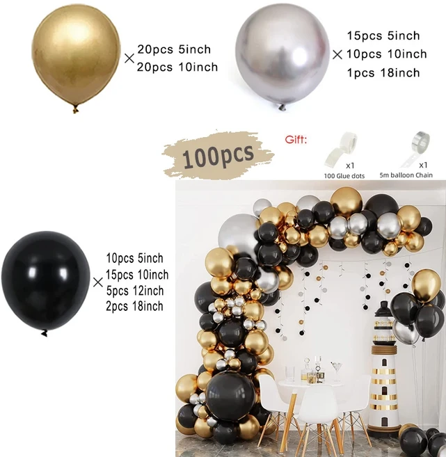 검은 색과 풍선 화환 아치 키트 결혼식 생일 가족 파티 장식 용품을위한 스타 버스트 포함, 01 Set, 06 B7