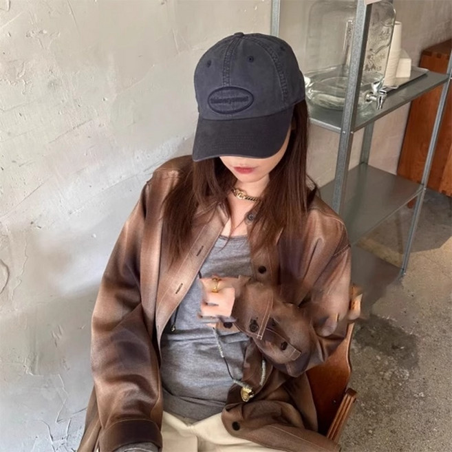 해피걸 남여공용 소프트 탑 빈티지 야구모자, 블랙, 1개