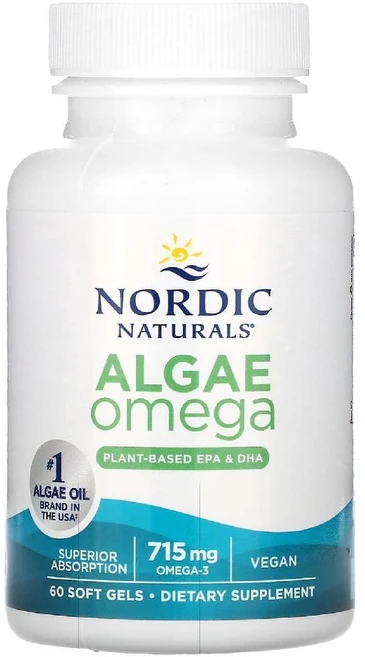 노르딕내추럴스 해조류 오메가 Algae Omega 715mg EPA DHA 소프트젤 60정, 1개 - 쿠팡