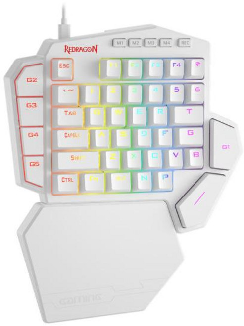 Redragon K585 DITI 한손 기계식 게임용 키보드 42 키 C 타입 전문 게이밍 키패드 업그레이드 핫 스왑 가능, Blue Switch, 화이트