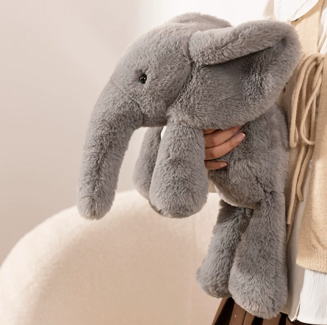 인스타 감성 포근한 플러피 코끼리 봉제 인형 베개 애착인형 인테리어 소품 아이선물, 회색코끼리