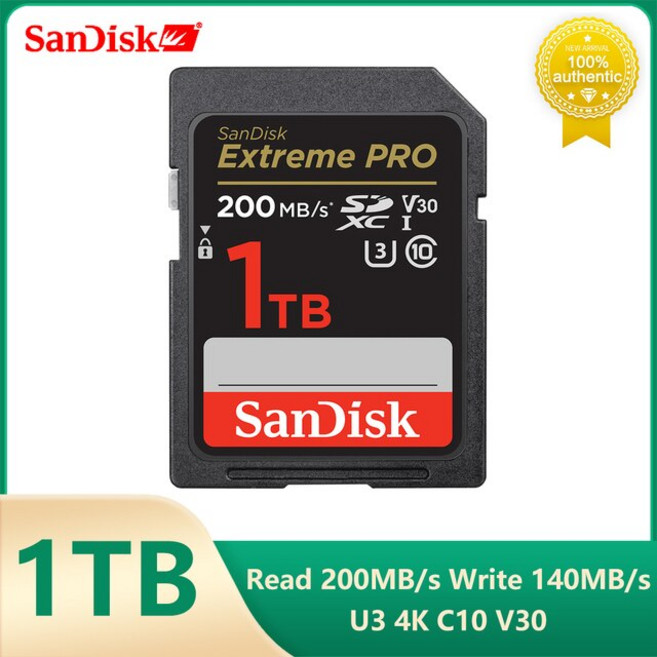 메모리 카드Sandisk 메모리 카드 익스트림 프로 Sdhc/sdxc Sd 32gb C10 U3 V30 Uhs-i 카메라 용 플래시, 1TB 200MB V30 U3, 01 1TB 200MB V30 U3, 1개
