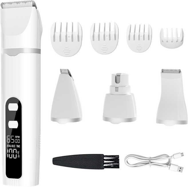 RUNHome 반려동물 이발기 저소음 강아지 바리깡 미용세트, 1세트, 실버