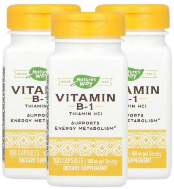 네이처스웨이 비타민비 B1 티아민 100mg 100캡슐 3개 VitaminB1, 100정 - 쿠팡