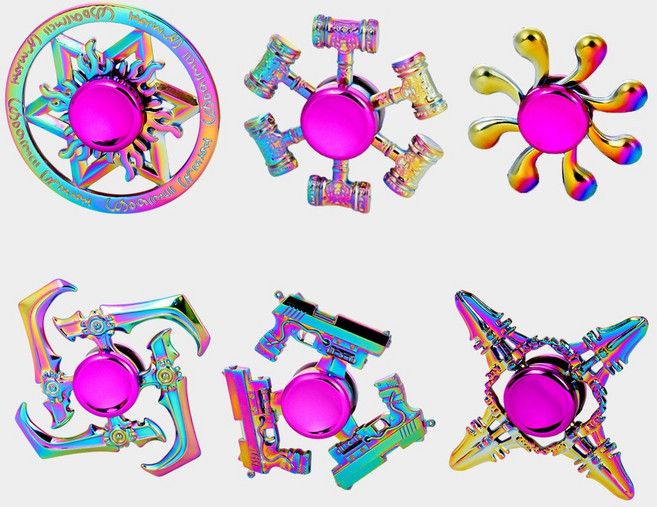 피젯스피너 고급 핸드 피젯 스트레스 해소 레인보우 6종세트, 레인보우 2세트 G~L(6개), 1개