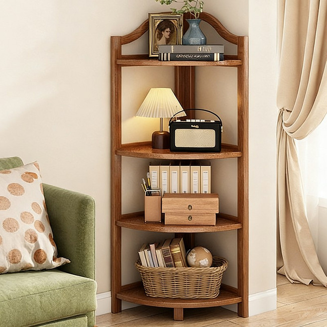 혜신 다용도 코너 선반 모서리 틈새장 수납장 코너장, 4단, 브라운