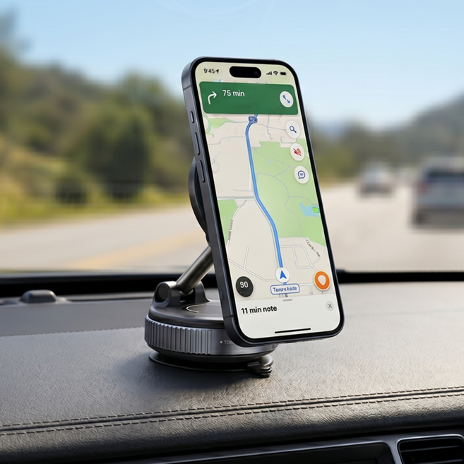 라이프엔라이크 차량용 맥세이프 스마트폰 거치대 자석 흡착 대시보드 송풍구 겸용 아이폰 차량 거치대, 블랙, 1개