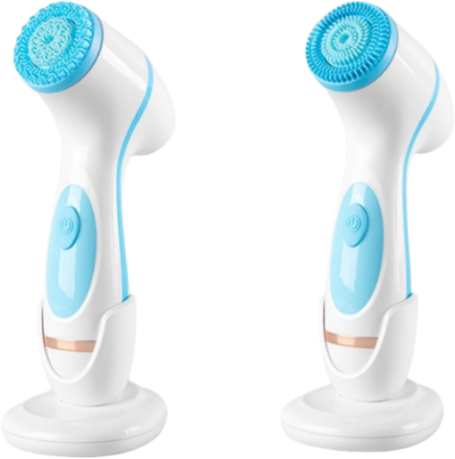 CkeyiN 3in1 진동클렌저 모공브러쉬 전동 세안기 USB충전식 얼굴 클렌징 피부관리기, blue