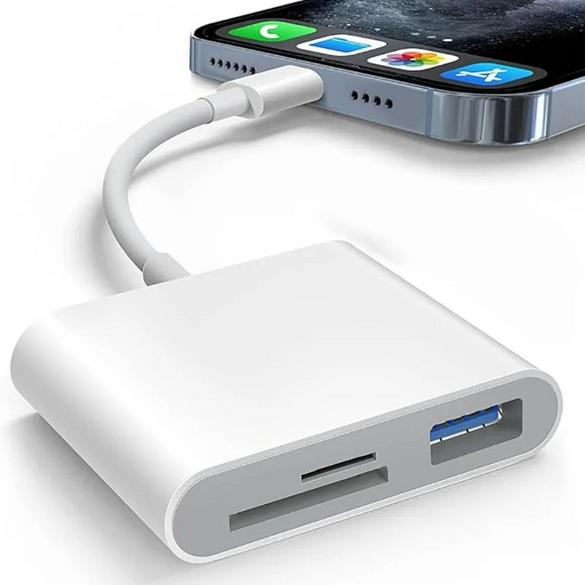 USB-C 멀티 카드 리더기 타입-C SD CF TF 메모리, 화이트