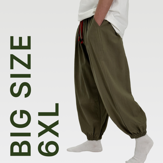 6XL 블루제이 빅사이즈 코튼린넨 조거 하렘 팬츠