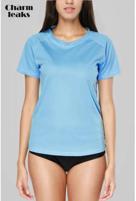 여성 집업 여자 래쉬가드 브라탑 Charmleaks-여성용 반팔 래시가드 셔츠 래쉬 가드 UPF 50 + 러닝 단색 빠른 건조 상의 UV 보호
