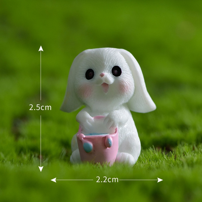 微景小舖 新款勤勞兔 微景觀居家裝飾園藝造景 拍攝道具 迷你場景佈置 療癒小物 DIY組盆, 1個, 8號 提桶兔