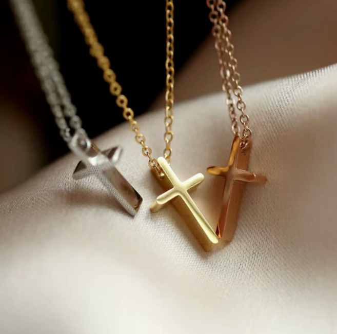 루미너스 미니 십자가 팬던트 목걸이 골드 로즈골드 실버