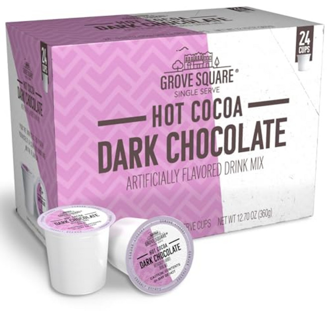 그로브 스퀘어 핫 코코아 다크 초콜릿 24개 싱글 서브 컵, 일반 버전, Dark Chocolate, 1개입, 1개, 1개, 1개입