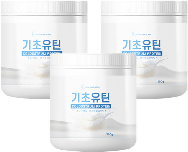 워너비바디 기초유틴 초유 저분자 단백질 쉐이크 보충제, 300g, 3개