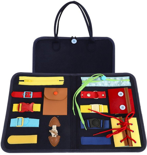 4살 유아 소근육발달 장난감 가방 단추 매듭 버클세트 어린이집용 선물, 1개