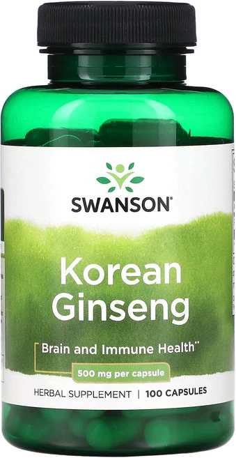 Swanson 한국 인삼 500mg 캡슐 100정, 1개 - 쿠팡