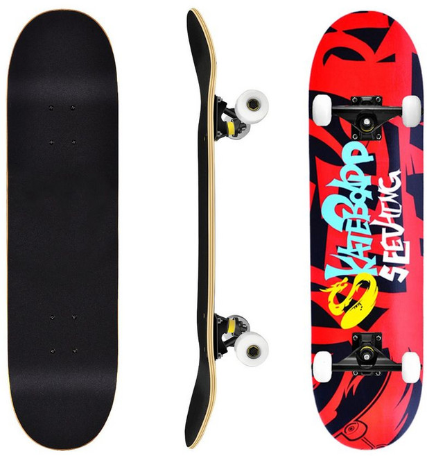 專業成人兒童滑板 四輪楓木板 初學者滑板 雙翹板 造型滑板, 專業車線輪-中國龍, 1個