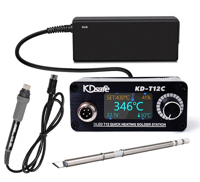 고주파 인두기 납땜기 T12C DC 38mm 미니형 세트 전원 어댑터 포함, 1개