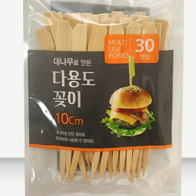 나무 손잡이 미니 어묵꽂이 일회용 도시락 과일꽂이, 1개