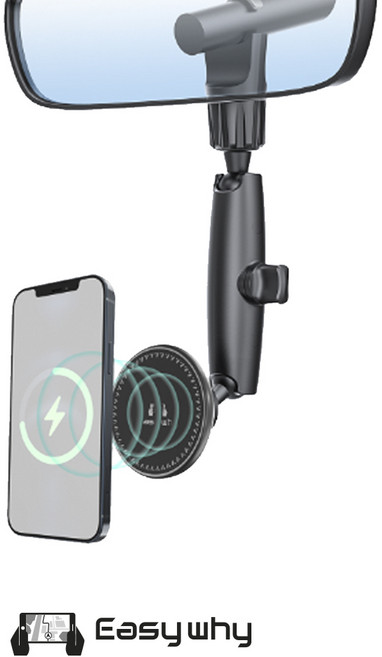 이지웨이어 튼튼 룸미러 거치대 핸드폰 스마트폰 네비게이션, 블랙, 1개