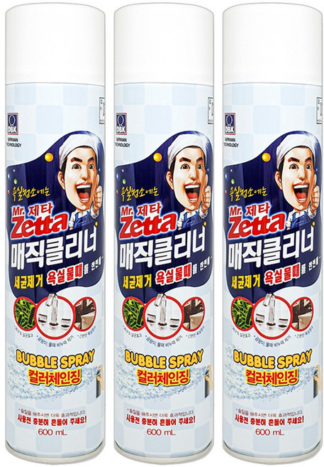 미스터제타 매직 세균 99.9%제거 클리너 에어로졸 컬러체인징, 600ml, 3개