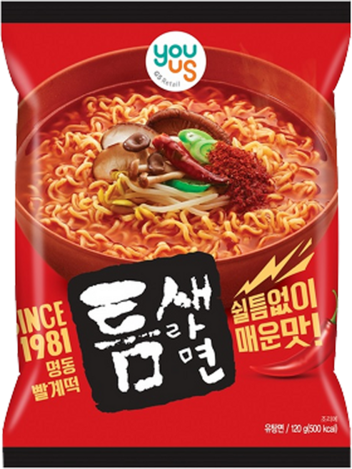 유어스 틈새라면 빨계떡 매운맛 120g, 8개