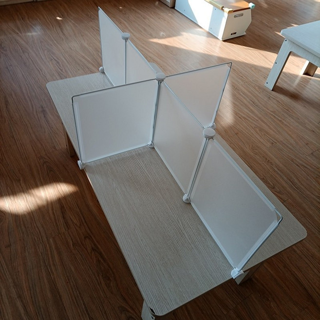 조립식 칸막이 가벽 공간 분리 테이블 식당 학교, 투명 화이트 25x35