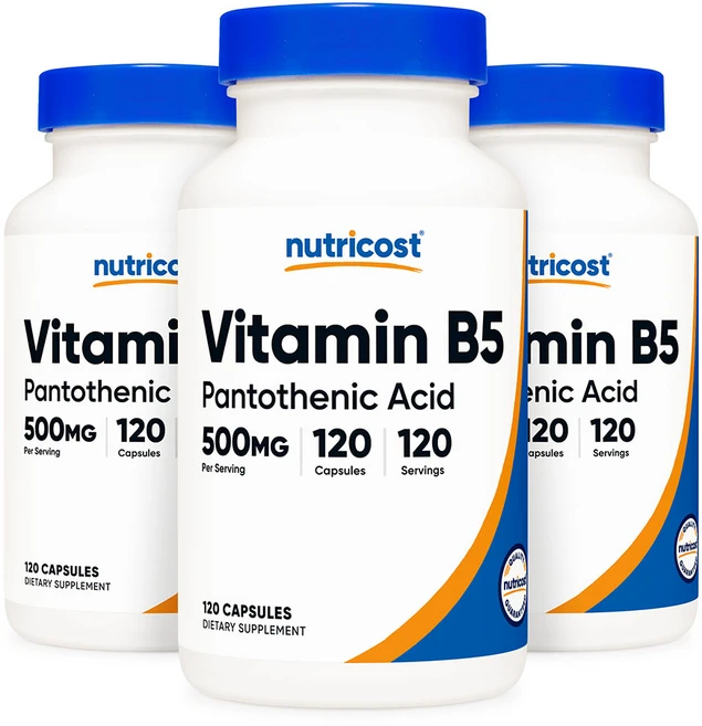 뉴트리코스트 비타민 B5 판토텐산 500mg 120캡슐 3병, 3개, 120정 - 쿠팡