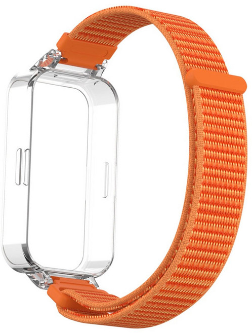 오네꼬네 샤오미 미밴드9 액티브 호환 일체형 스트랩 벨크로 나일론 찍찍이 밴드 시계줄, 1개, 감귤주황