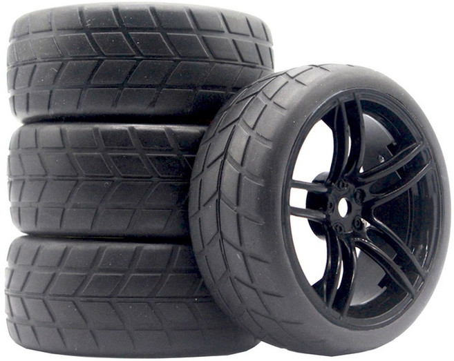 4개입 65MM 1/10 고무 직경 타이어 자동차 CS RC HSP 94122 휠 온로드 부품 XIS 림 I 레이싱카 94123, 9065 6083