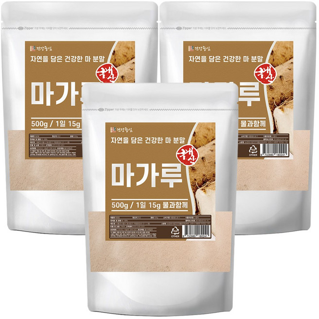 건강중심 국산 마 가루 참마 분말, 500g, 3개