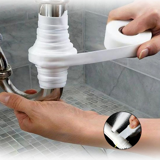 LXU 1초 누수 차단 자기융착 실리콘 방수 테이프 배관 파이프 수리, 화이트 1개, 1개